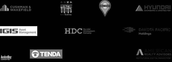 Trusted by Cushman & Wakefield, Gaw Capital, SoLa Impact, Hyundai Engineering & Construction, American Realty Advisors, IGIS Asset Management, HDC Hyundai Development Company, Dakota Pacific Holdings, Neovalue, AvalonBay Communities and Tenda